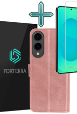 Forterra Forterra Samsung Galaxy S25 Edge Hoesje Bookcase Met Screenprotector - Rose Goud