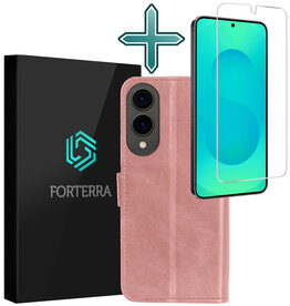 Forterra Forterra Samsung Galaxy S25 Edge Hoesje Bookcase Met Screenprotector - Rose Goud