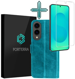 Forterra Forterra Samsung Galaxy S25 Edge Hoesje Bookcase Met Screenprotector - Turquoise