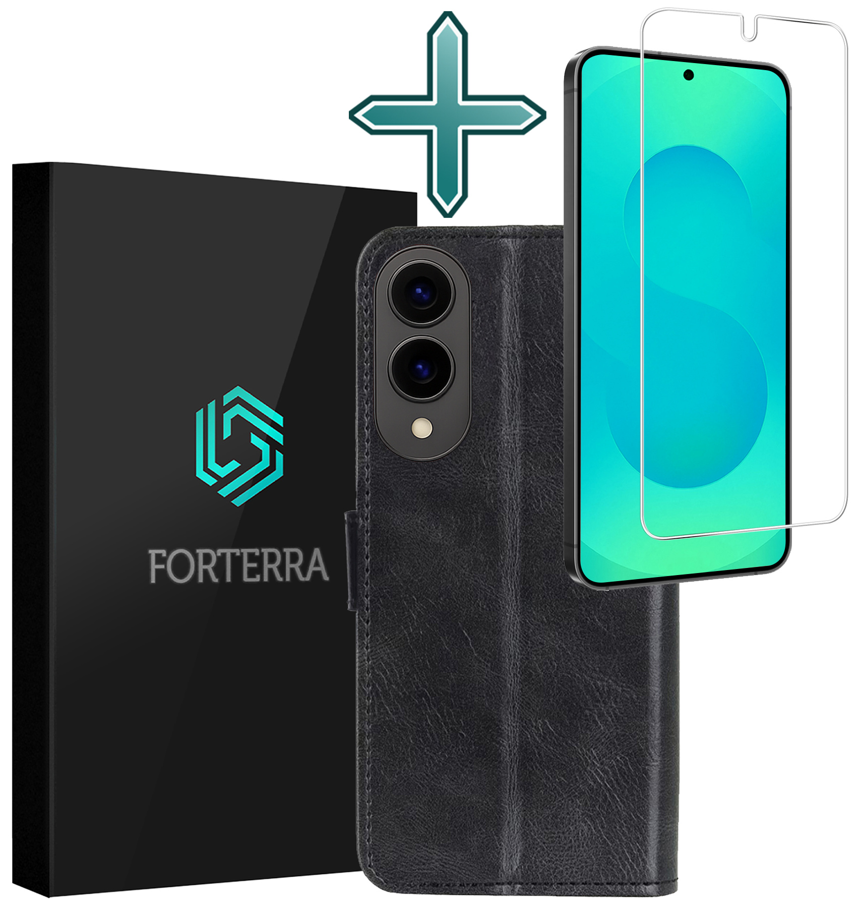 Forterra Forterra Samsung Galaxy S25 Edge Hoesje Bookcase Met Screenprotector - Zwart