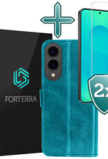 Forterra Forterra Samsung Galaxy S25 Edge Hoesje Bookcase Met 2x Screenprotector - Turquoise