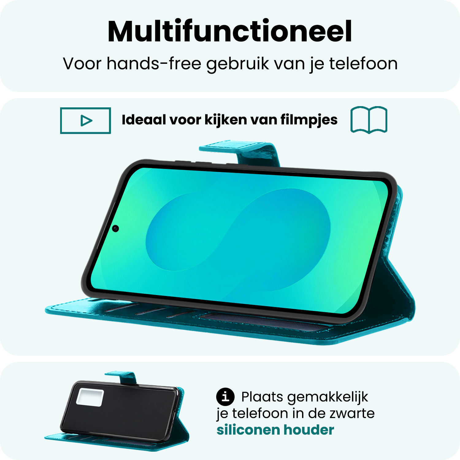 Forterra Forterra Samsung Galaxy S25 Edge Hoesje Bookcase Met 2x Screenprotector - Turquoise