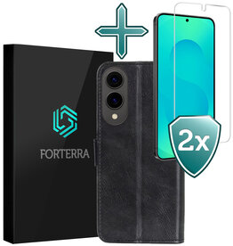 Forterra Forterra Samsung Galaxy S25 Edge Hoesje Bookcase Met 2x Screenprotector - Zwart