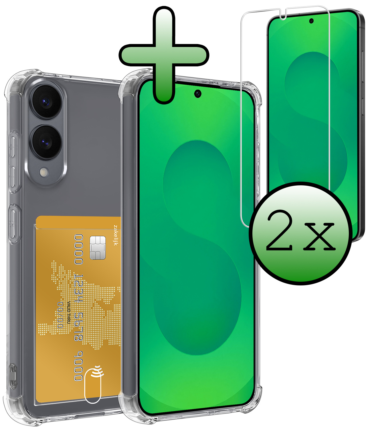 BASEY. BASEY. Samsung Galaxy S25 Edge Hoesje Pashouder Met 2x Screenprotector