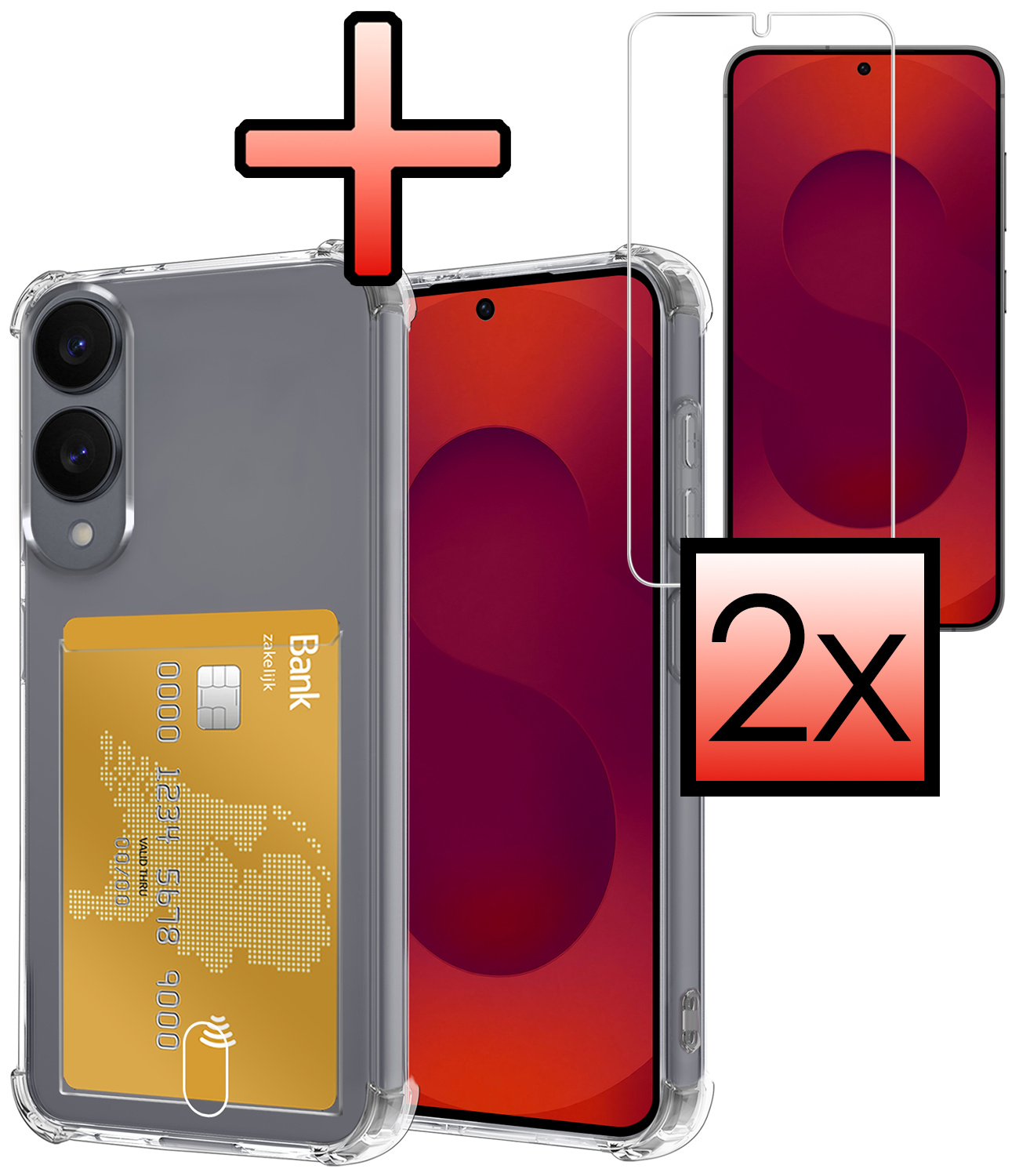 NoXx NoXx Samsung Galaxy S25 Edge Hoesje Pashouder Met 2x Screenprotector