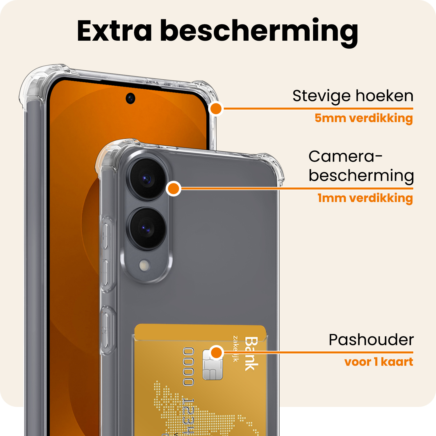 Nomfy Nomfy Samsung Galaxy S25 Edge Hoesje Pashouder Met 2x Screenprotector