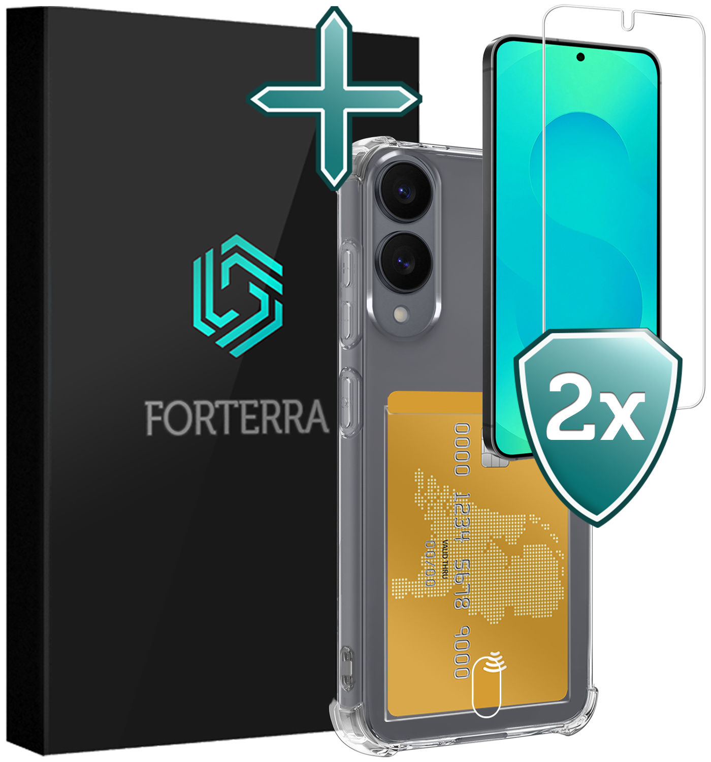 Forterra Forterra Samsung Galaxy S25 Edge Hoesje Pashouder Met 2x Screenprotector