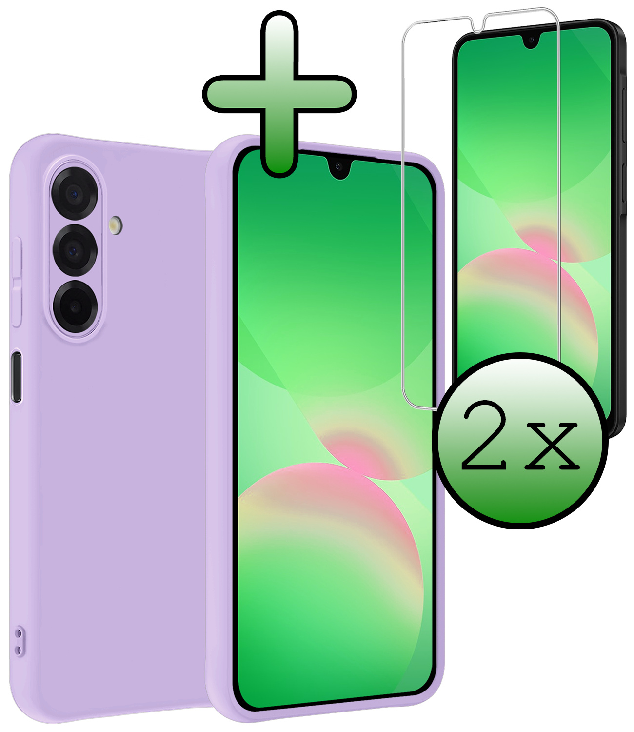 BASEY. BASEY. Samsung Galaxy A26 Hoesje Siliconen Met 2x Screenprotector - Lila