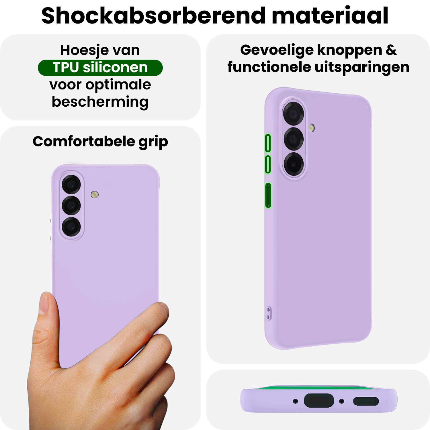 BASEY. BASEY. Samsung Galaxy A26 Hoesje Siliconen Met 2x Screenprotector - Lila