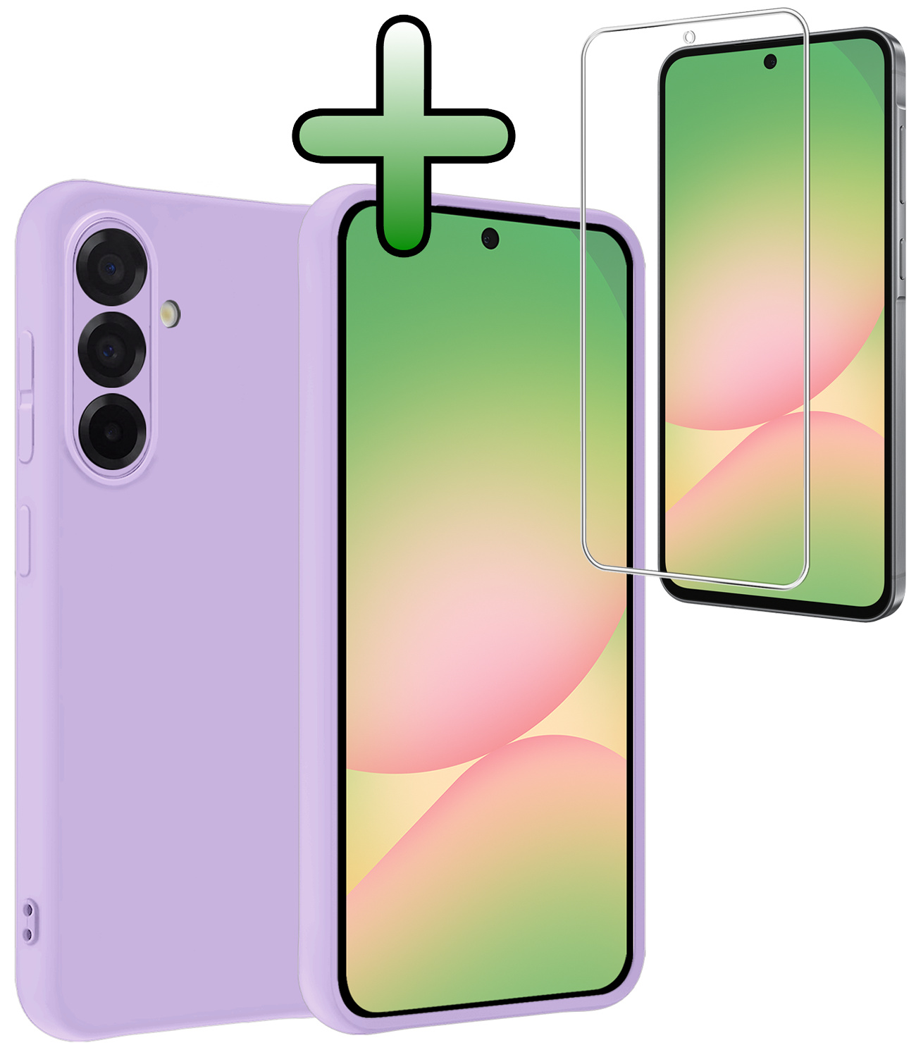 BASEY. BASEY. Samsung Galaxy A56 Hoesje Siliconen Met Screenprotector - Lila