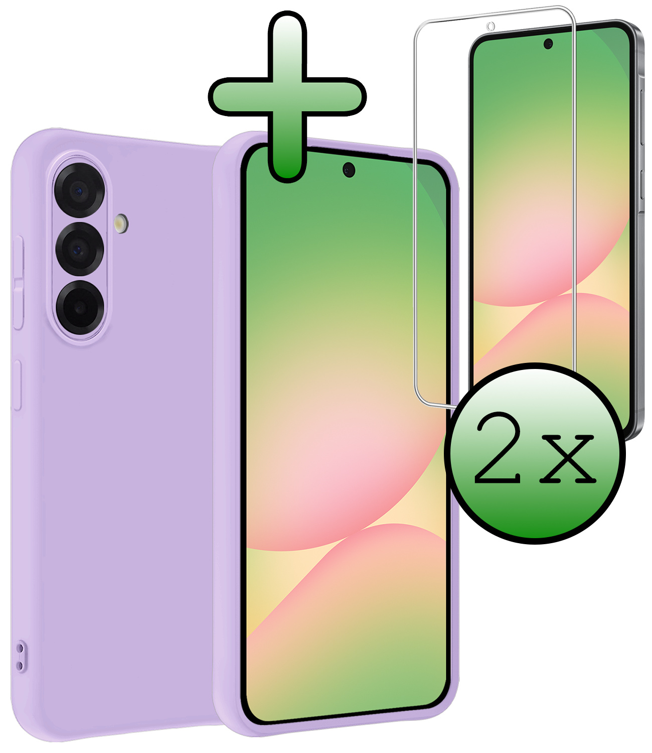 BASEY. BASEY. Samsung Galaxy A56 Hoesje Siliconen Met 2x Screenprotector - Lila