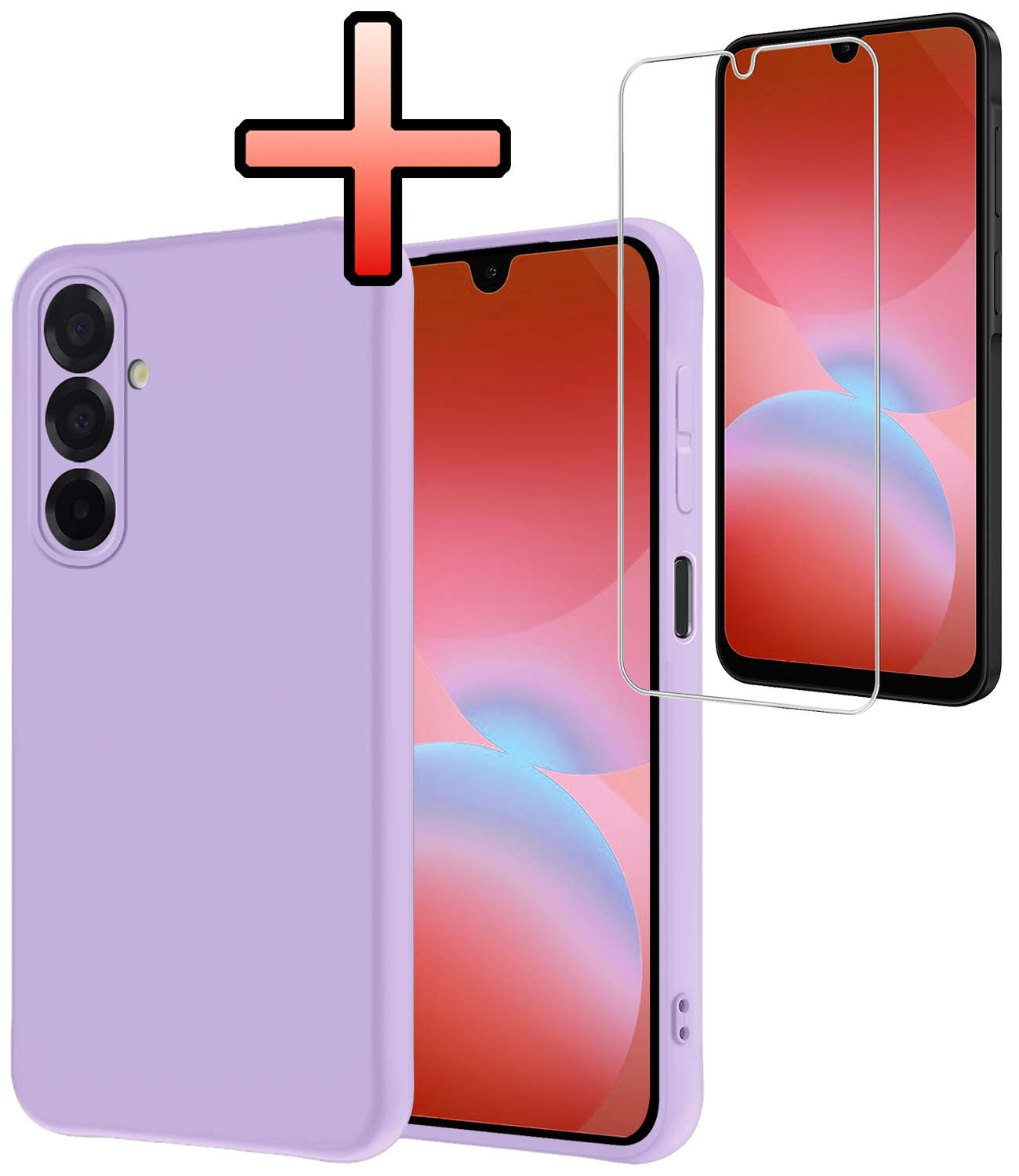 NoXx NoXx Samsung Galaxy A26 Hoesje Siliconen Met Screenprotector - Lila