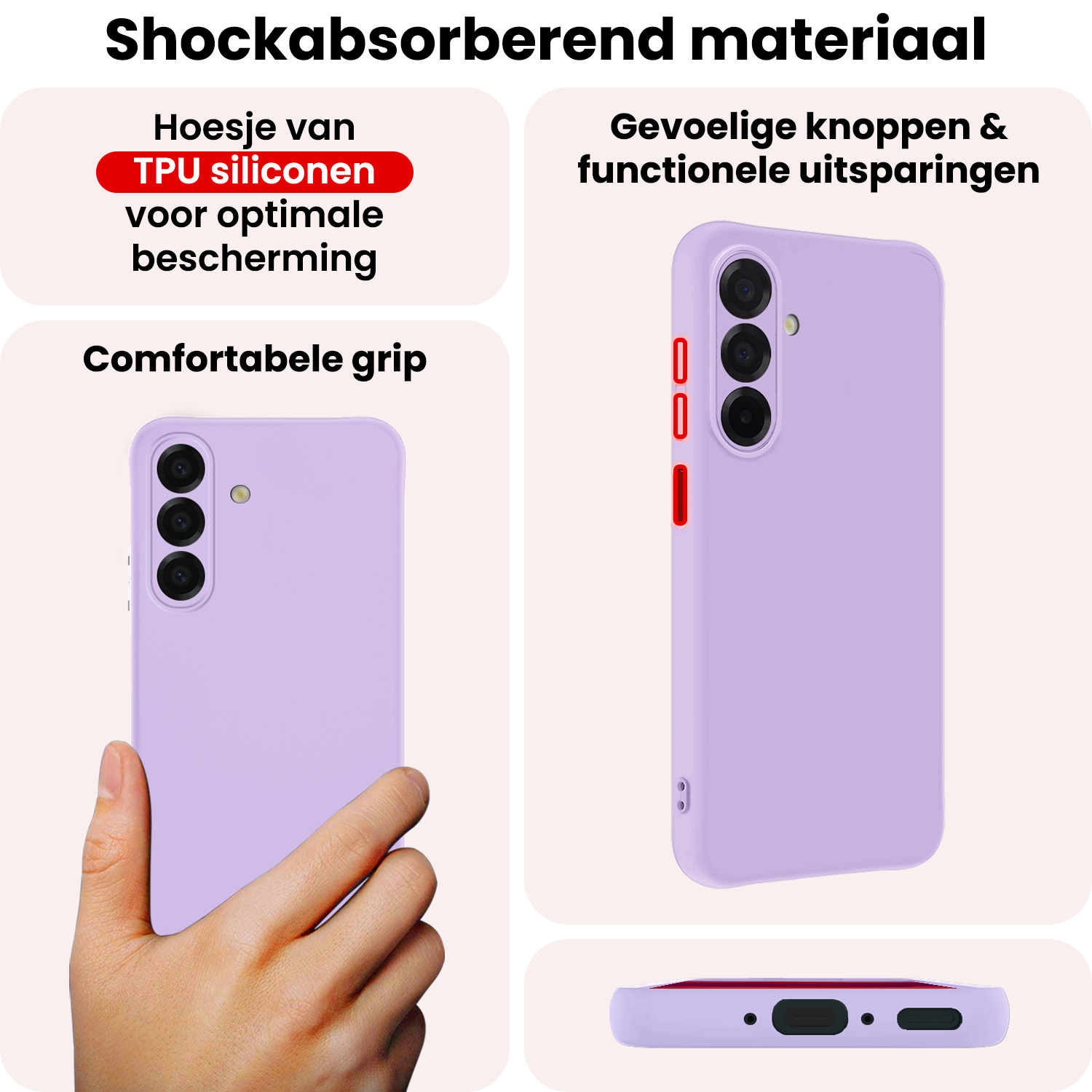 NoXx NoXx Samsung Galaxy A26 Hoesje Siliconen Met Screenprotector - Lila