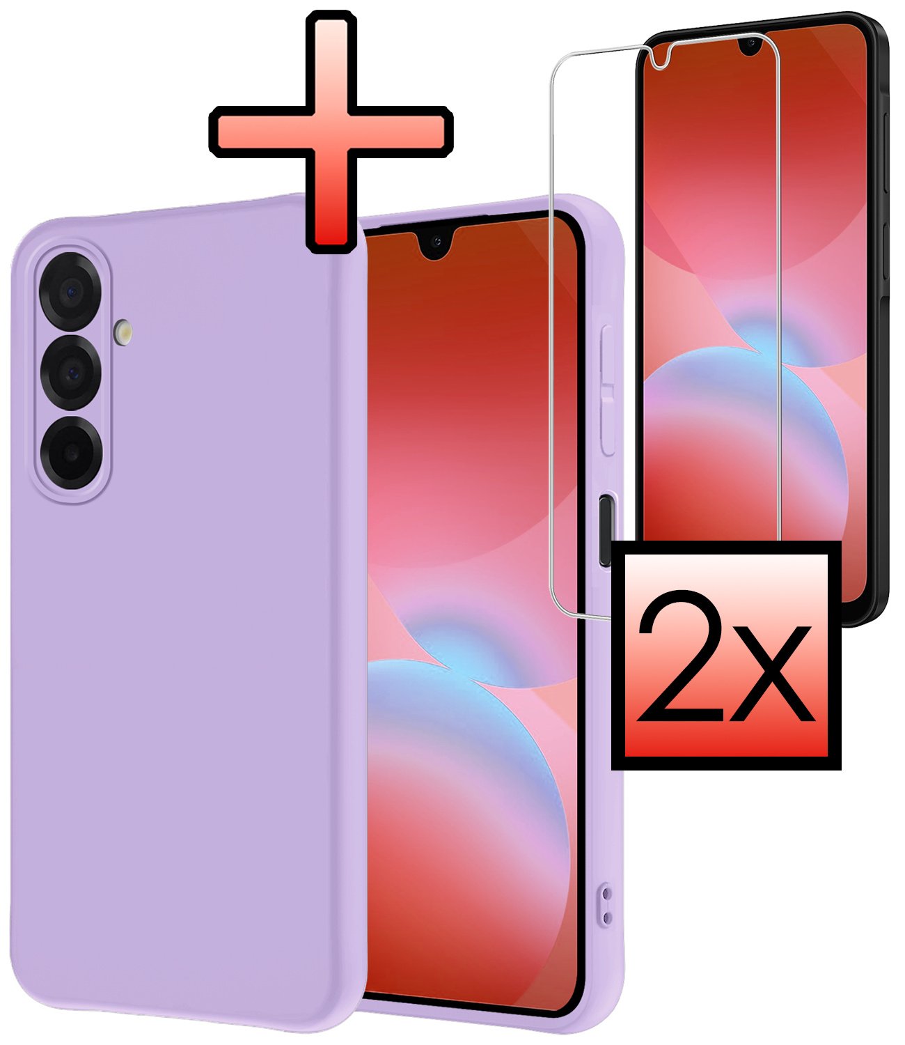 NoXx NoXx Samsung Galaxy A26 Hoesje Siliconen Met 2x Screenprotector - Lila