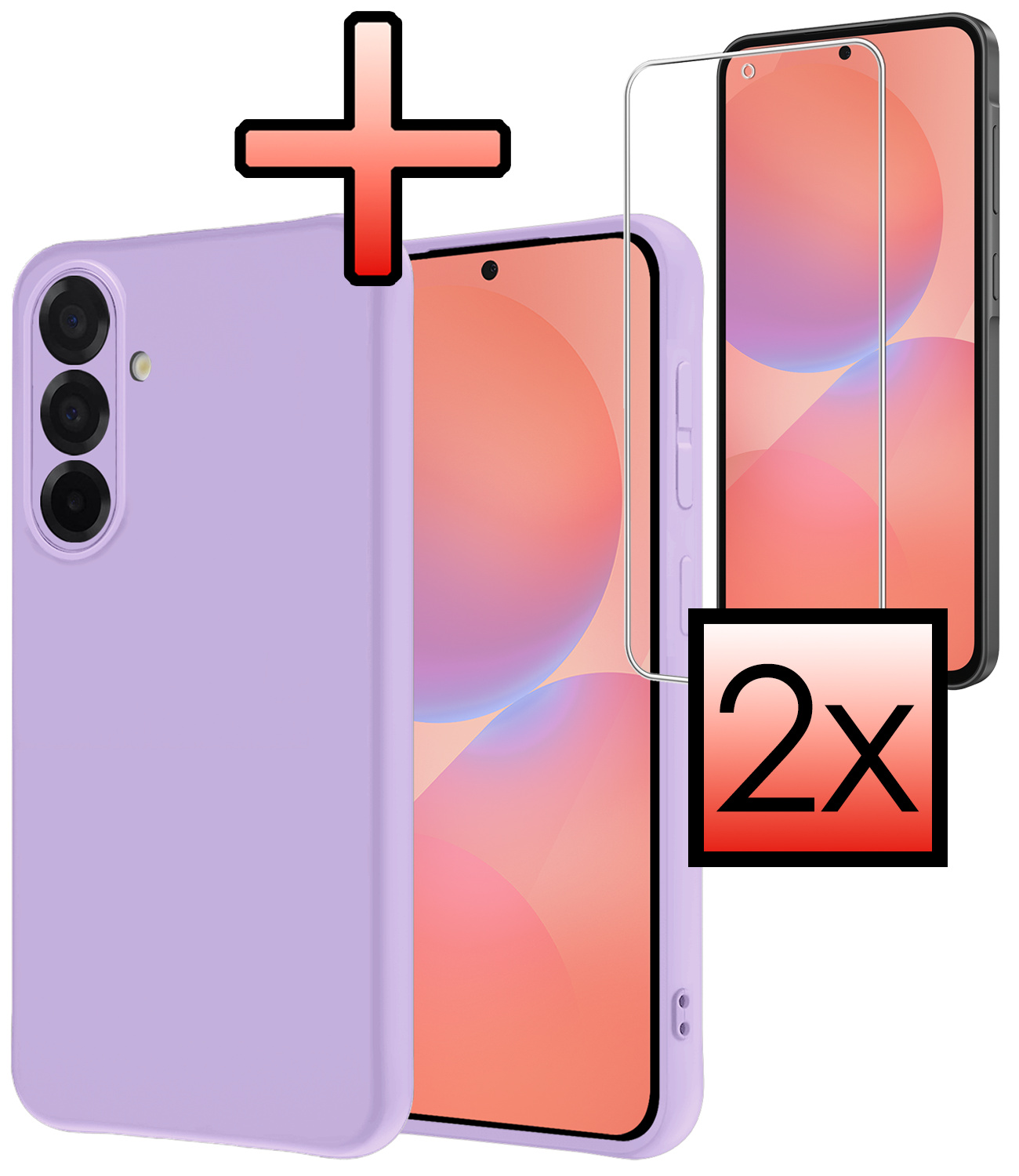 NoXx NoXx Samsung Galaxy A36 Hoesje Siliconen Met 2x Screenprotector - Lila