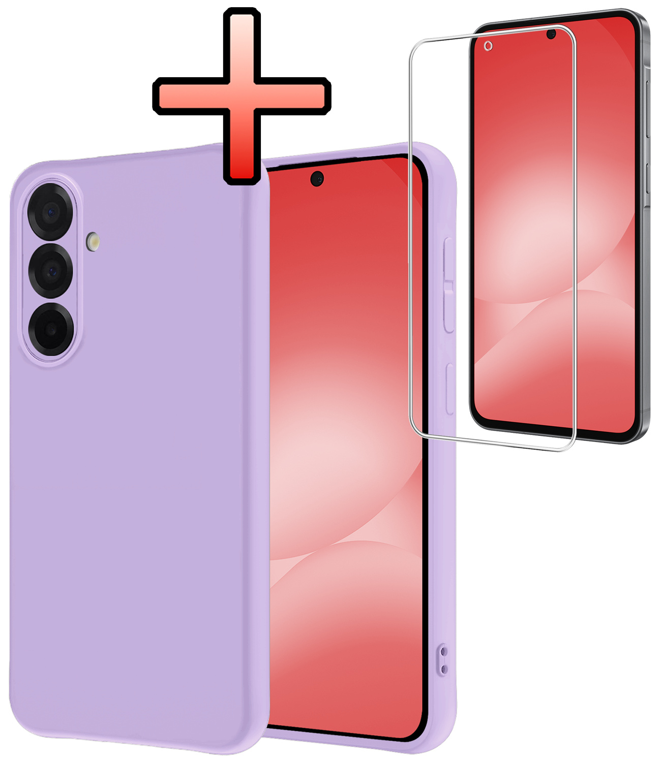 NoXx NoXx Samsung Galaxy A56 Hoesje Siliconen Met Screenprotector - Lila