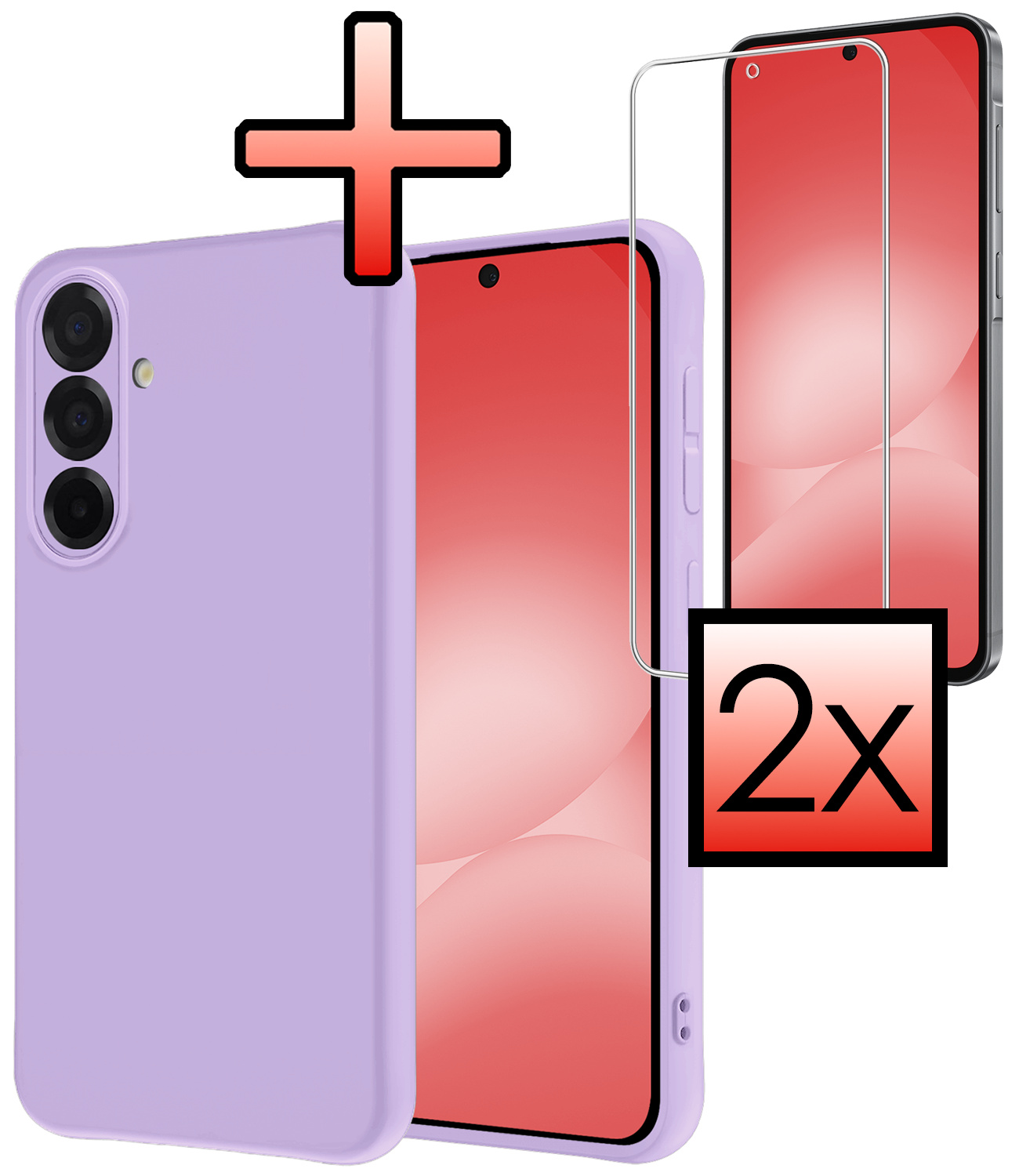 NoXx NoXx Samsung Galaxy A56 Hoesje Siliconen Met 2x Screenprotector - Lila