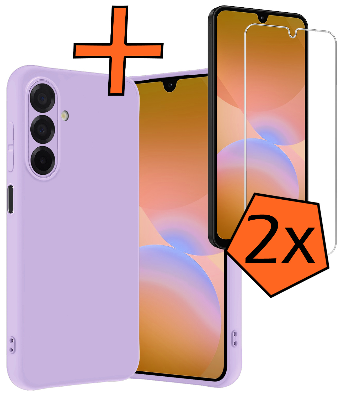 Nomfy Nomfy Samsung Galaxy A26 Hoesje Siliconen Met 2x Screenprotector - Lila