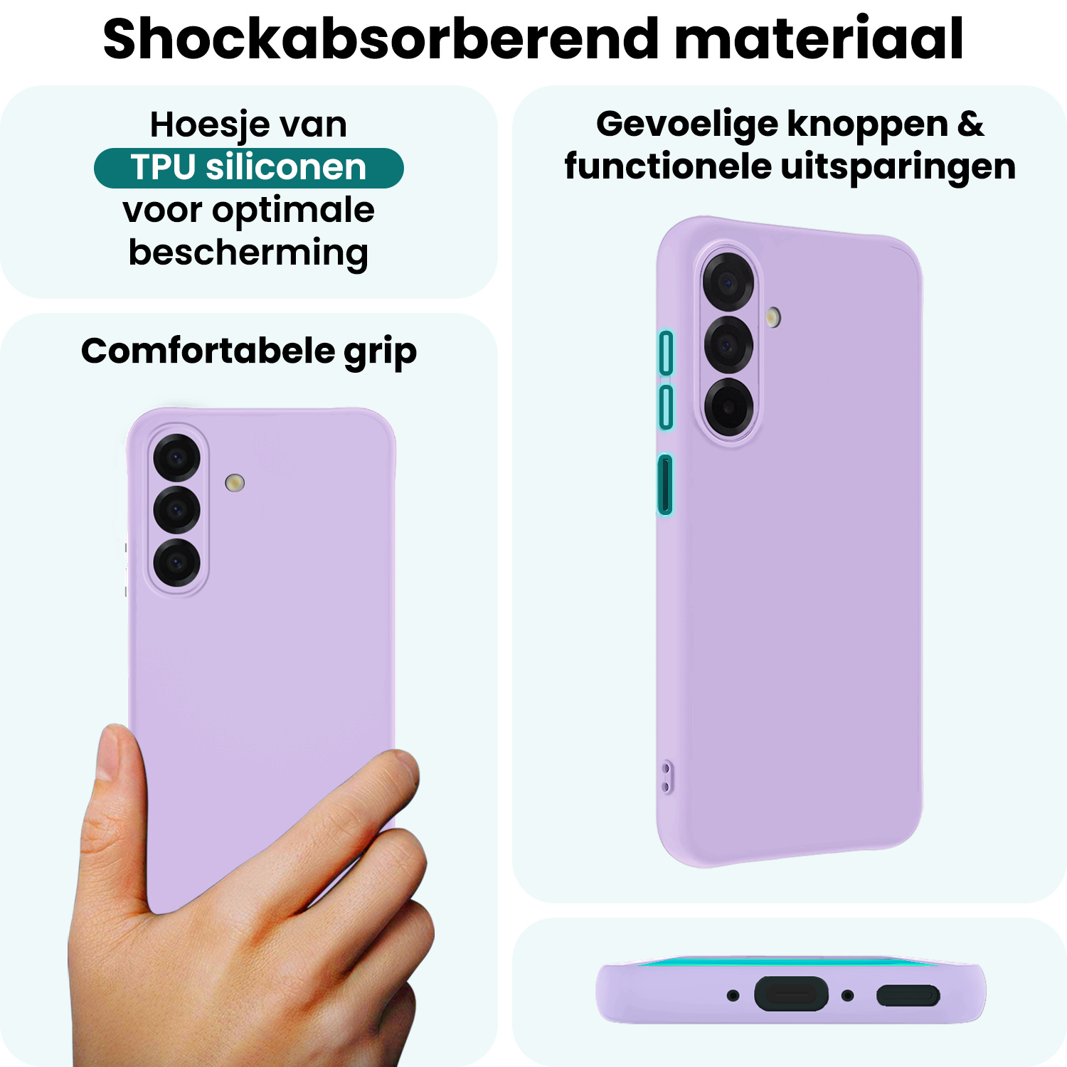 Forterra Forterra Samsung Galaxy A26 Hoesje Siliconen Met 2x Screenprotector - Lila