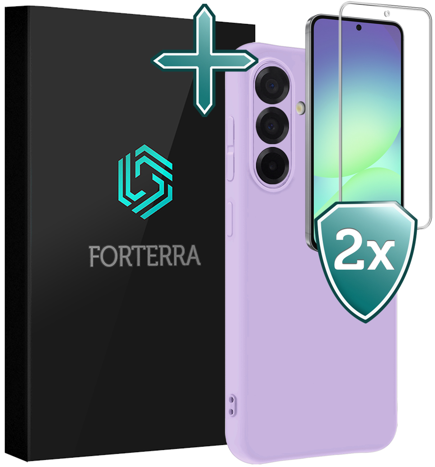 Forterra Forterra Samsung Galaxy A56 Hoesje Siliconen Met 2x Screenprotector - Lila