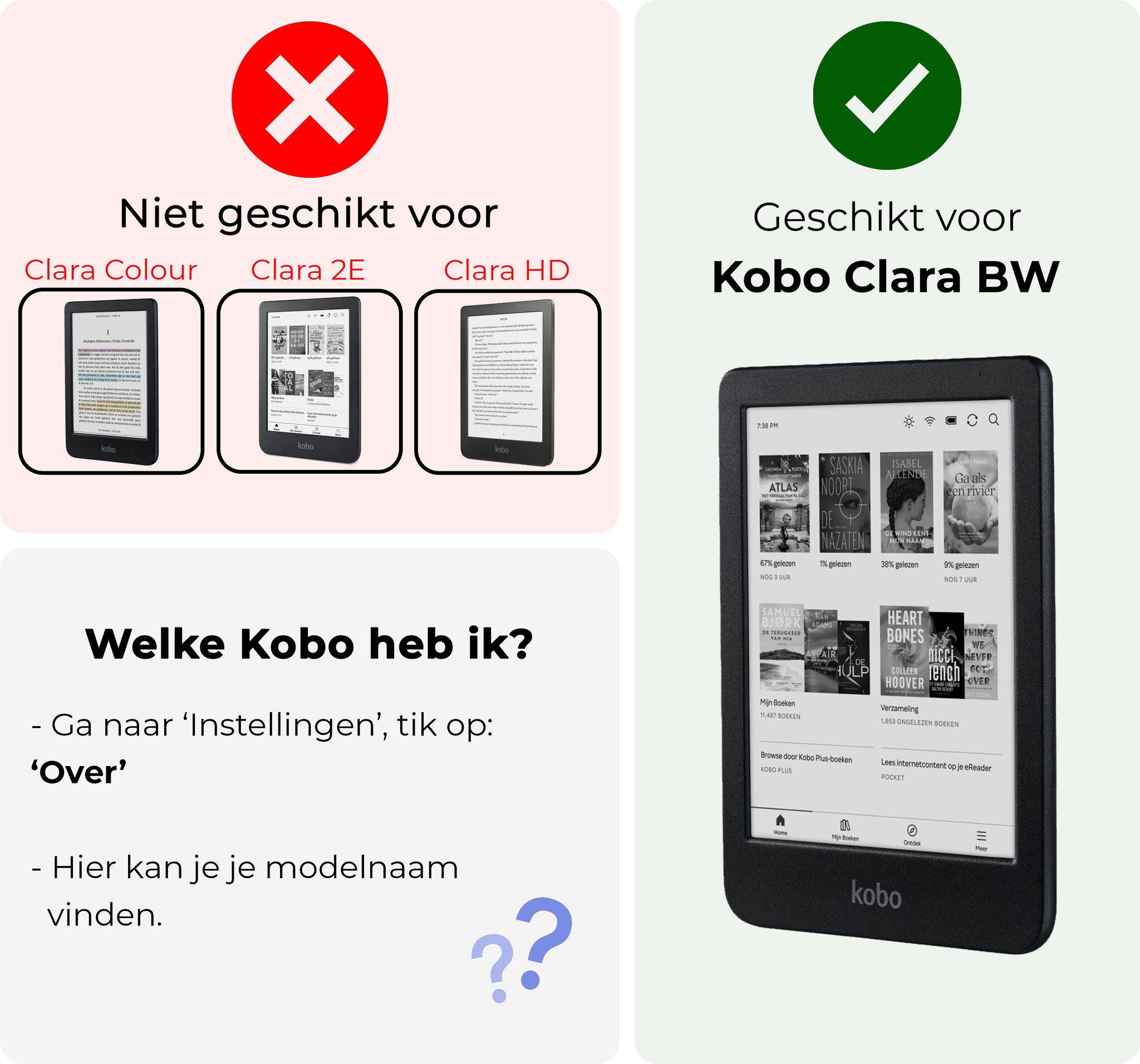 BASEY. BASEY. Kobo Clara BW Hoesje - Roze