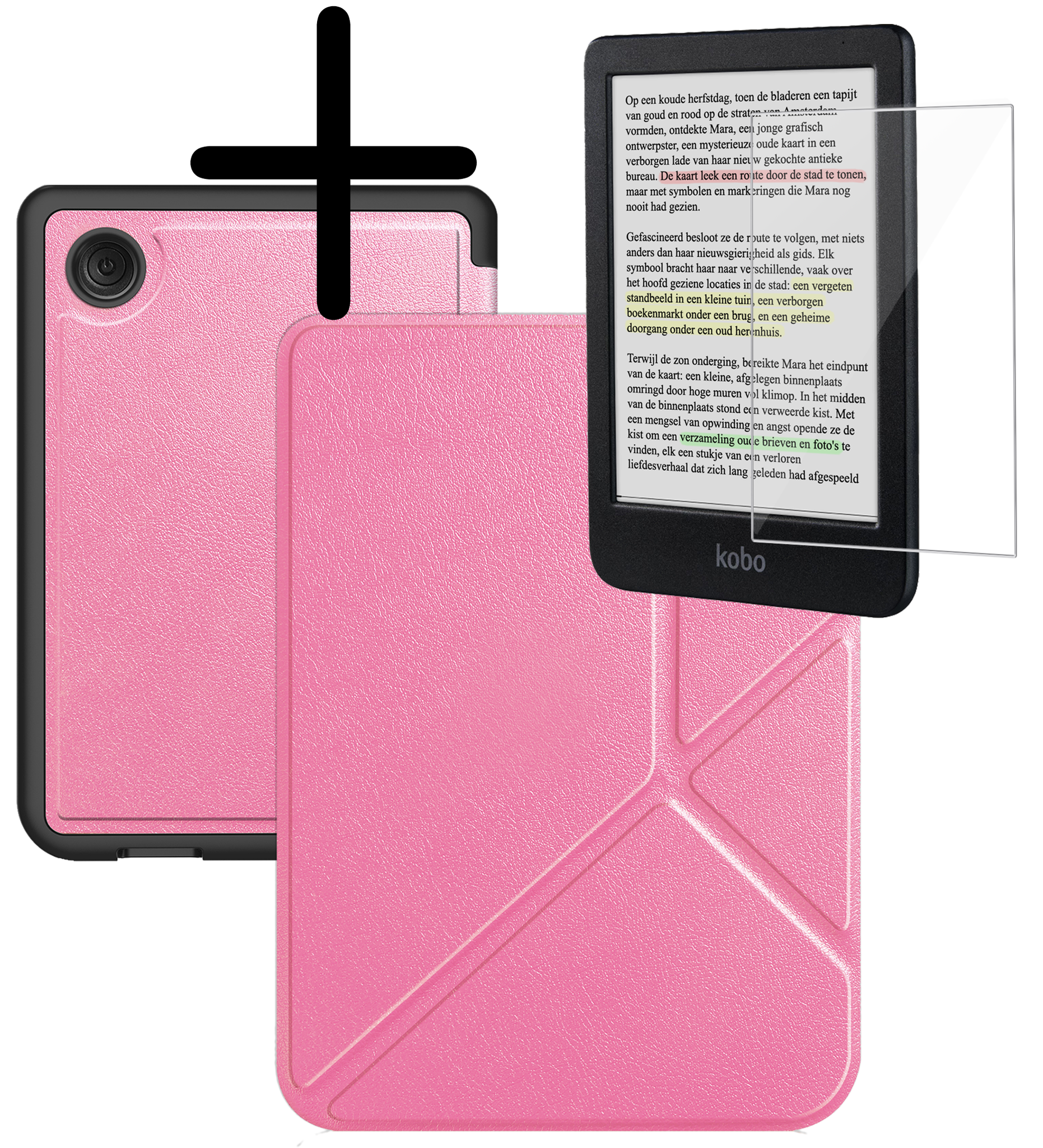 BASEY. BASEY. Kobo Clara Colour Hoesje Trifold Met Screenprotector - Roze