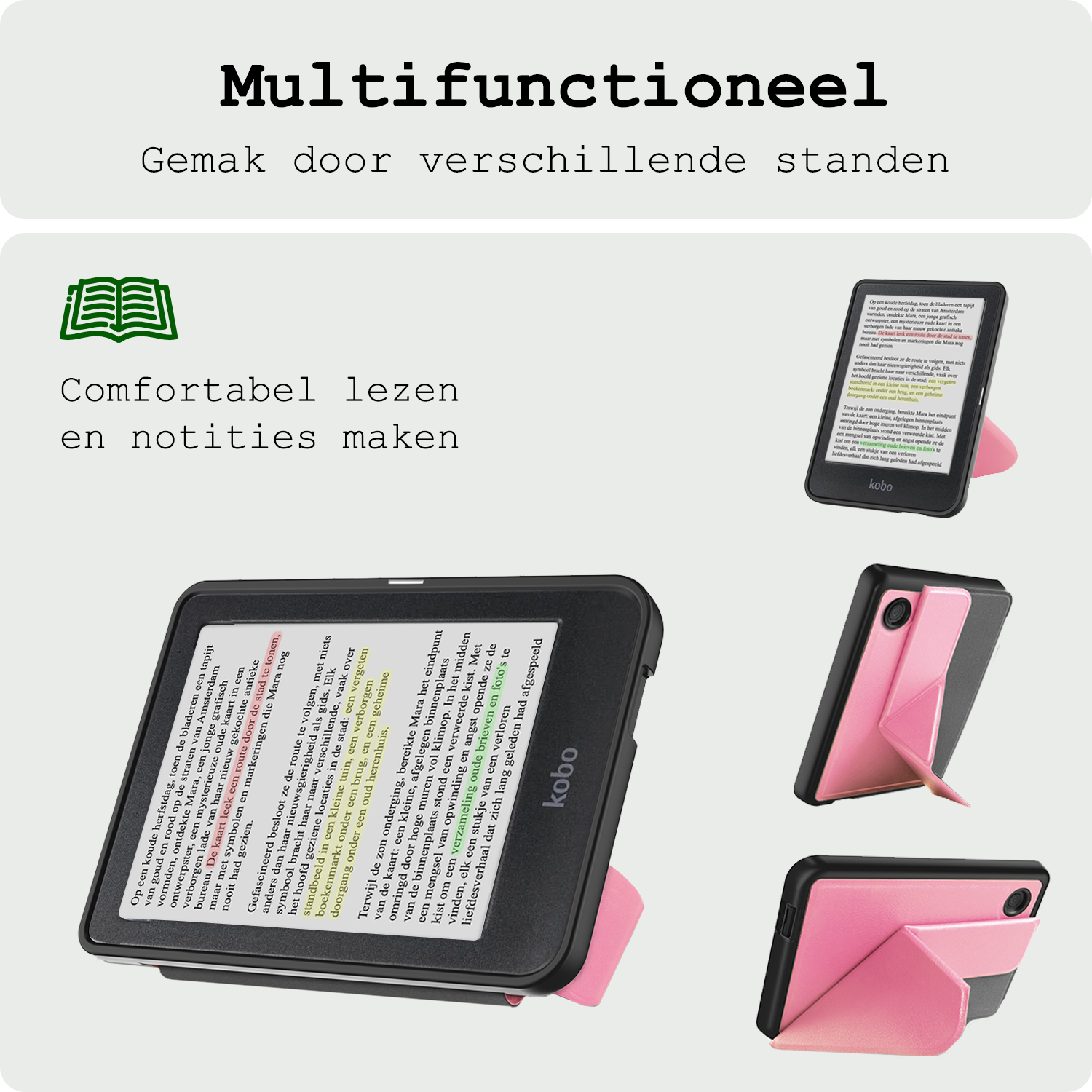 BASEY. BASEY. Kobo Clara Colour Hoesje Trifold Met Screenprotector - Roze