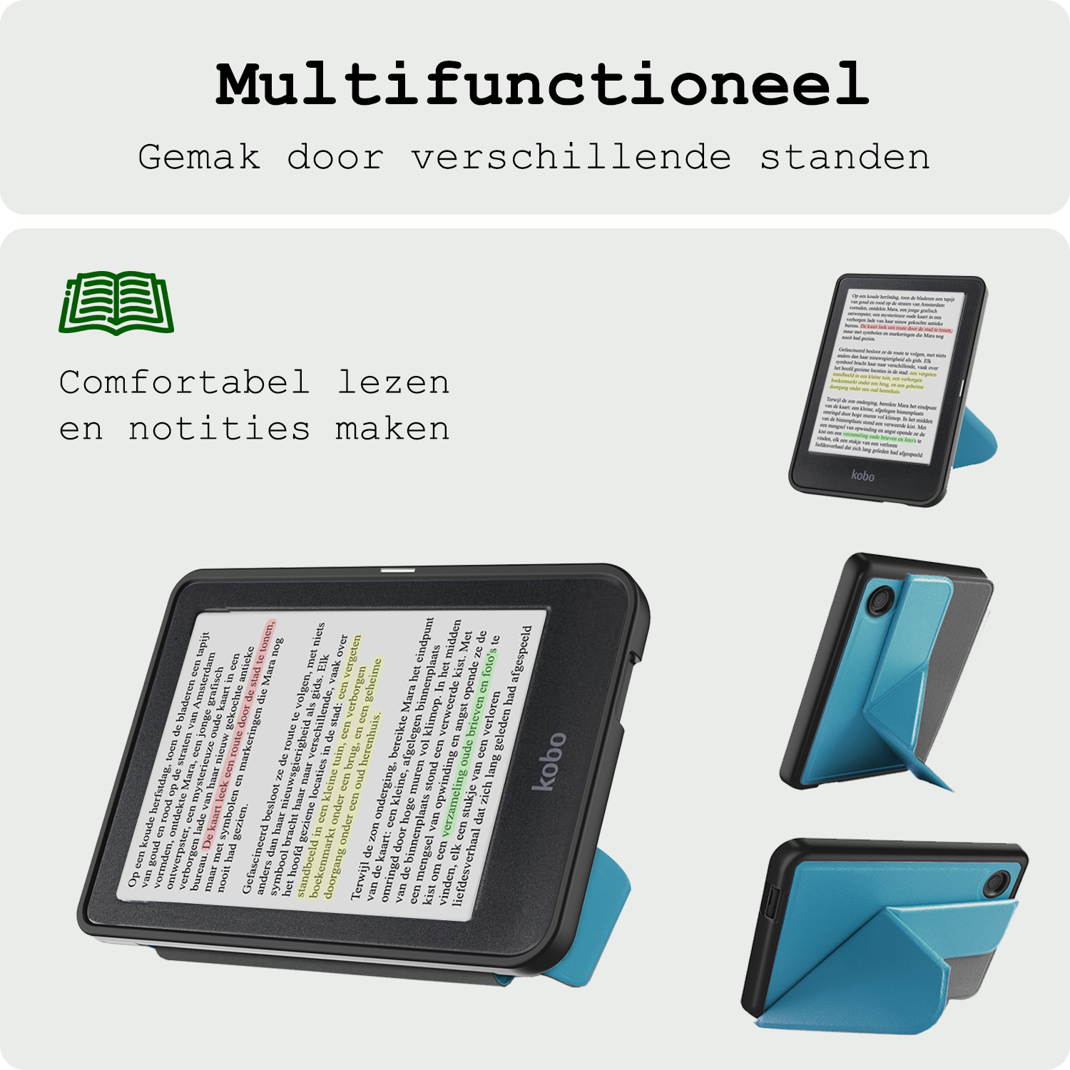 BASEY. BASEY. Kobo Clara Colour Hoesje Trifold Met Screenprotector - Turquoise