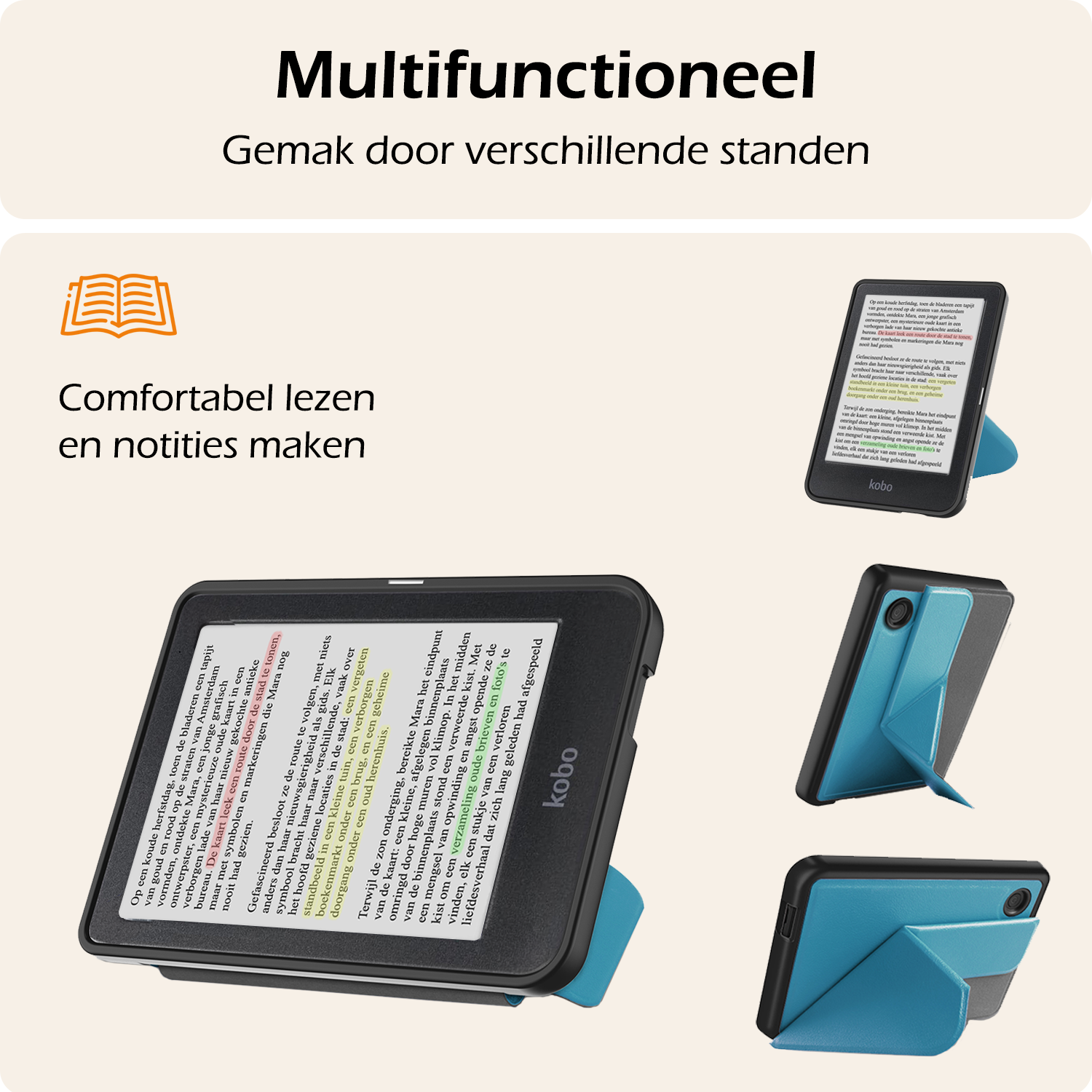 Nomfy Nomfy Kobo Clara Colour Hoesje Trifold - Turquoise