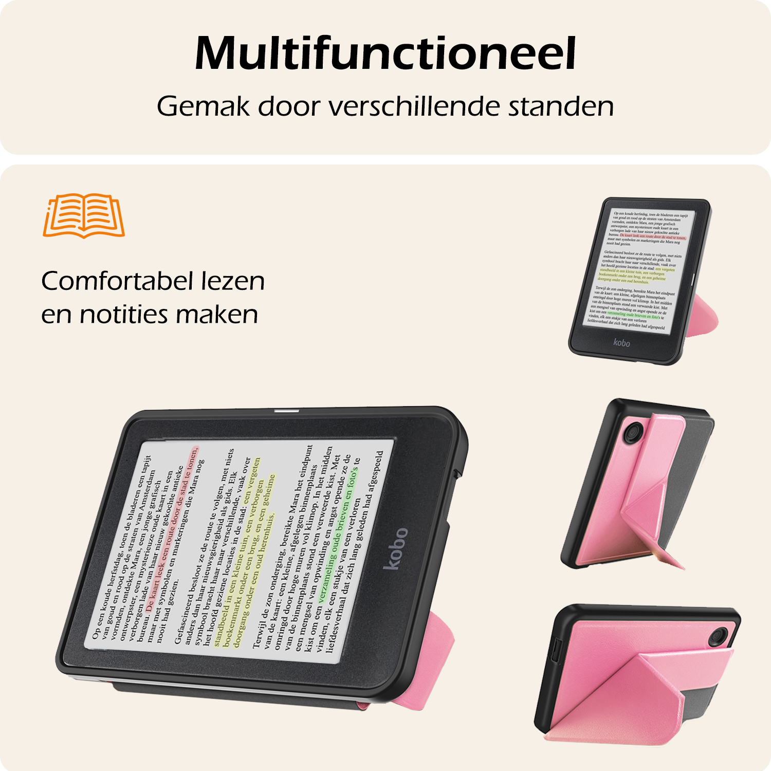 Nomfy Nomfy Kobo Clara Colour Hoesje Trifold - Roze