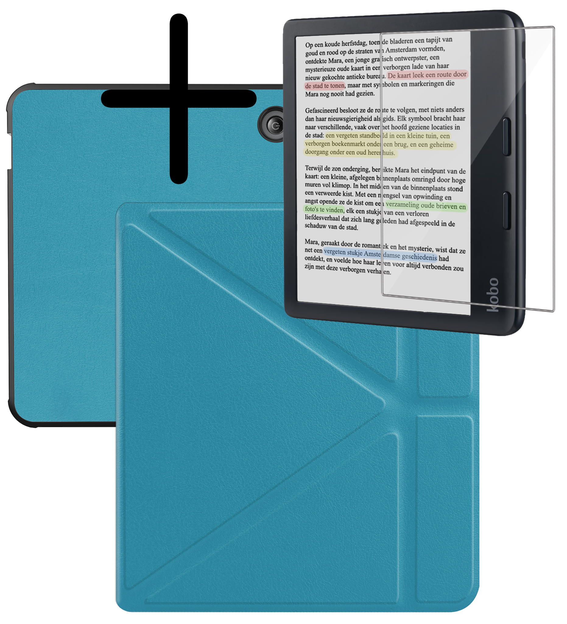 BASEY. BASEY. Kobo Libra Colour Hoesje Met Screenprotector - Turquoise