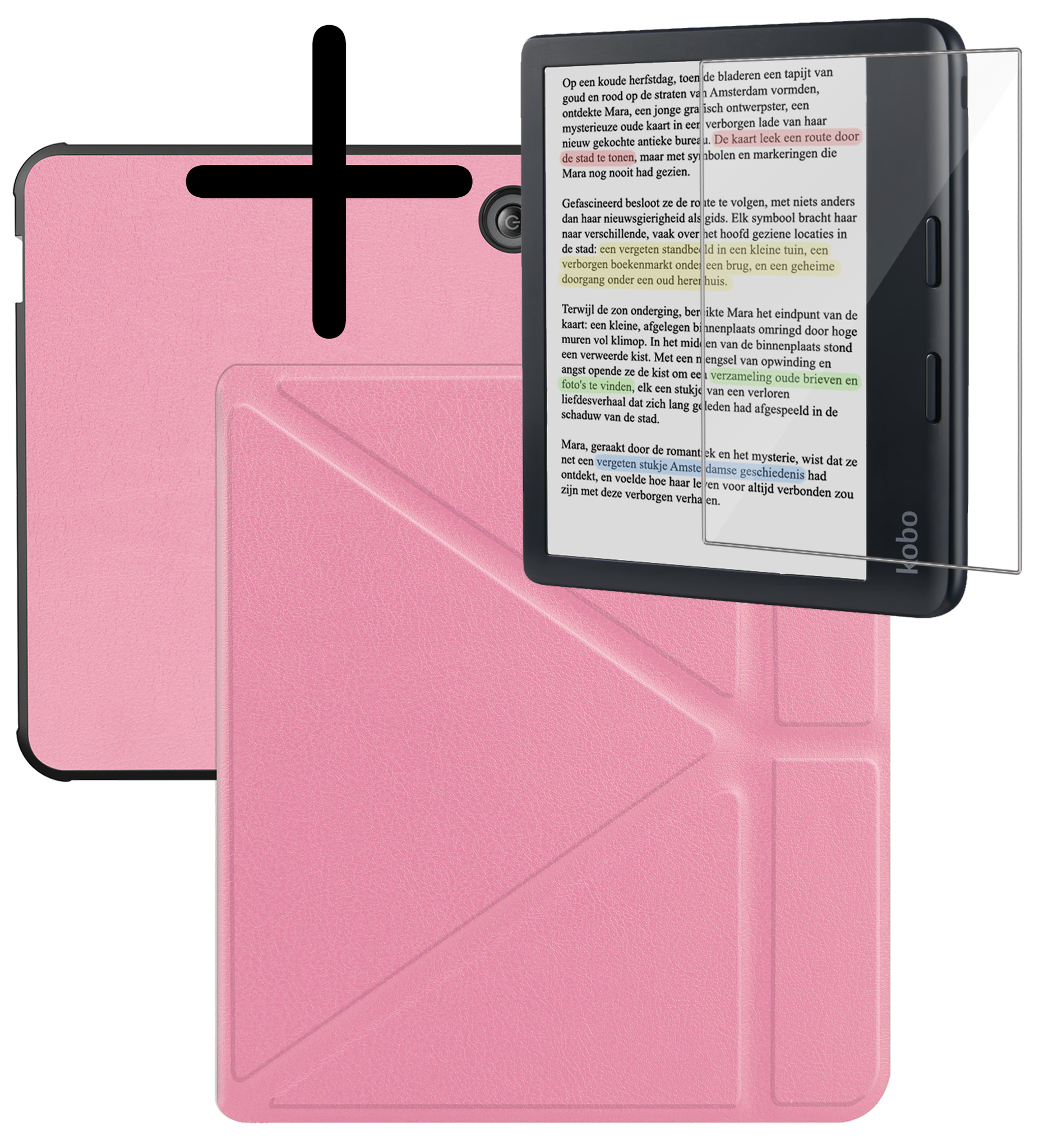 BASEY. BASEY. Kobo Libra Colour Hoesje Met Screenprotector - Roze