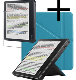 NoXx NoXx Kobo Libra Colour Hoesje Met Screenprotector - Turquoise