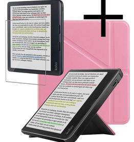 NoXx NoXx Kobo Libra Colour Hoesje Met Screenprotector - Roze