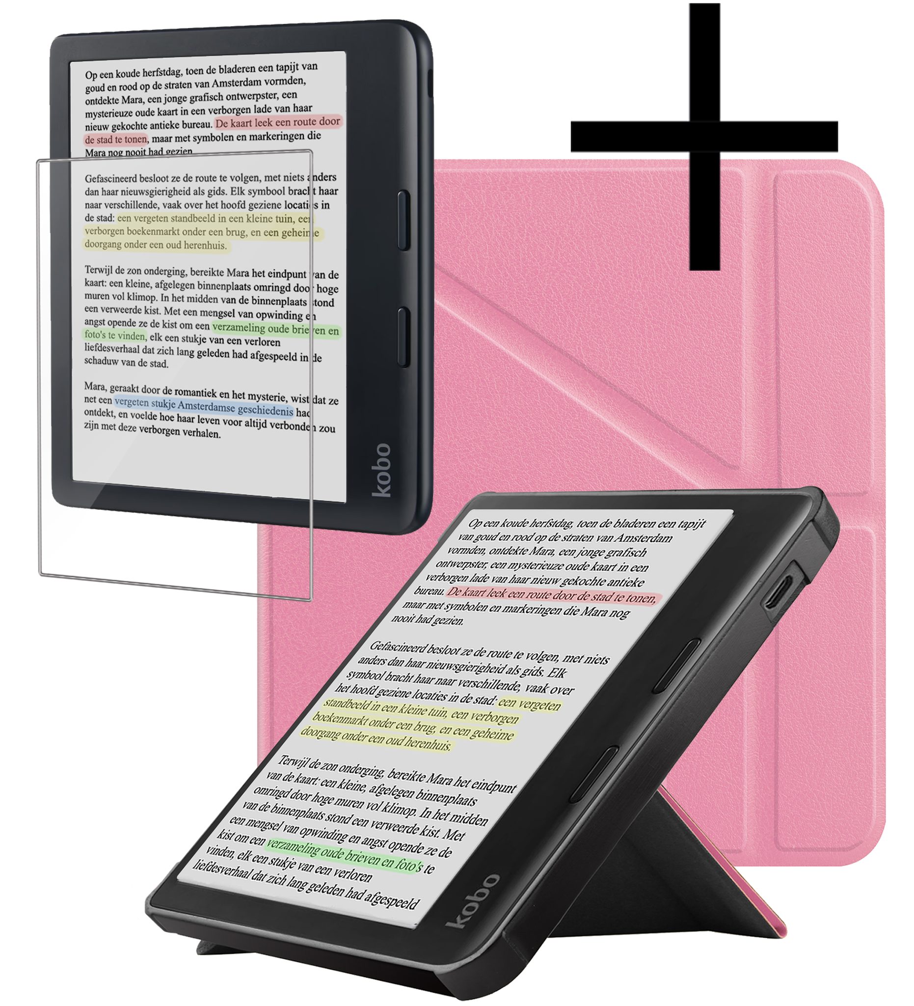 NoXx NoXx Kobo Libra Colour Hoesje Met Screenprotector - Roze