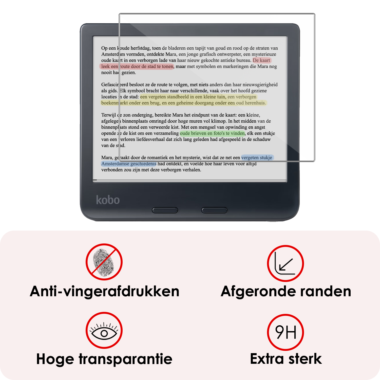 NoXx NoXx Kobo Libra Colour Hoesje Met Screenprotector - Roze