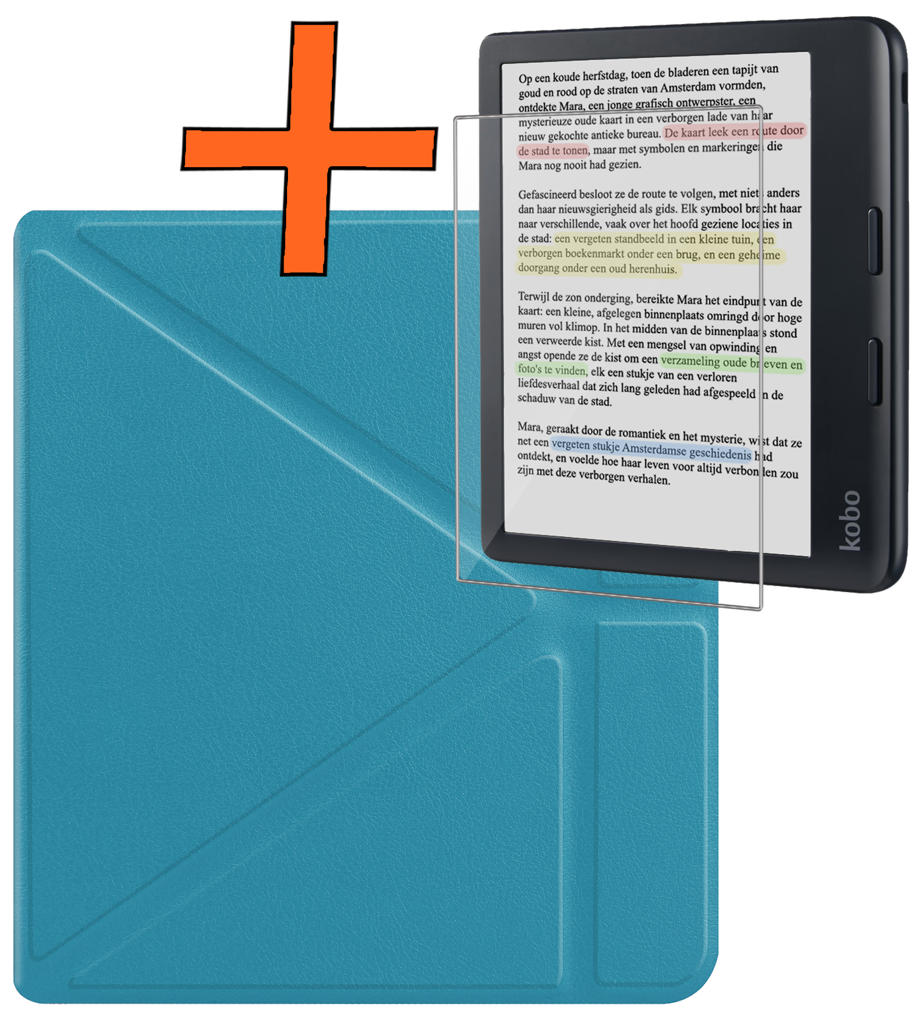 Nomfy Nomfy Kobo Libra Colour Hoesje Met Screenprotector - Turquoise