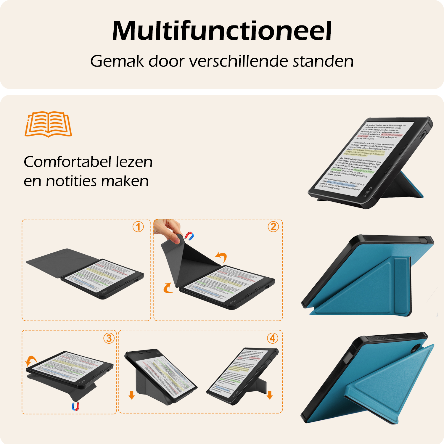 Nomfy Nomfy Kobo Libra Colour Hoesje Met Screenprotector - Turquoise