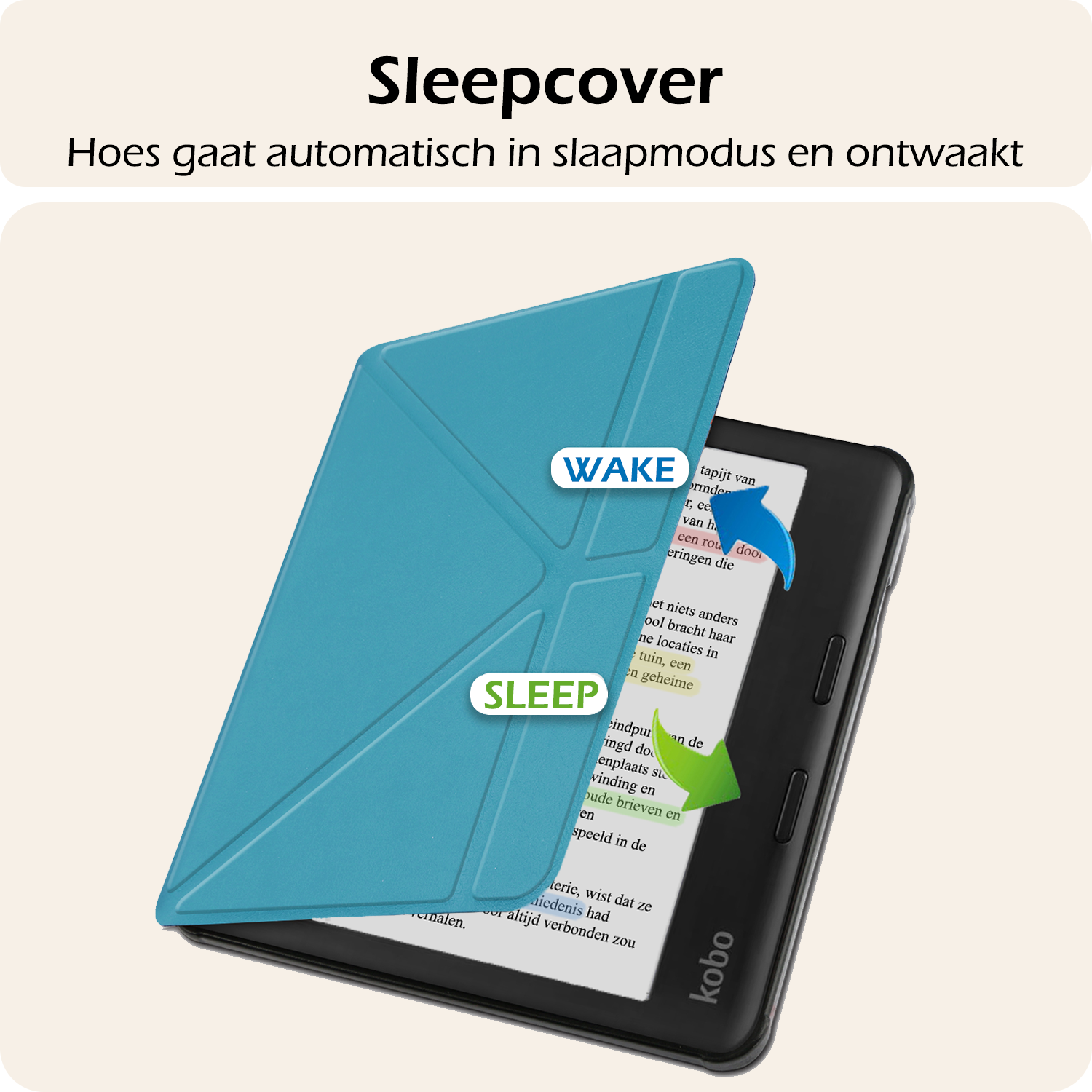Nomfy Nomfy Kobo Libra Colour Hoesje Met Screenprotector - Turquoise