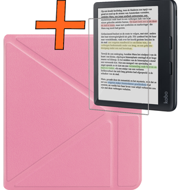 Nomfy Nomfy Kobo Libra Colour Hoesje Met Screenprotector - Roze