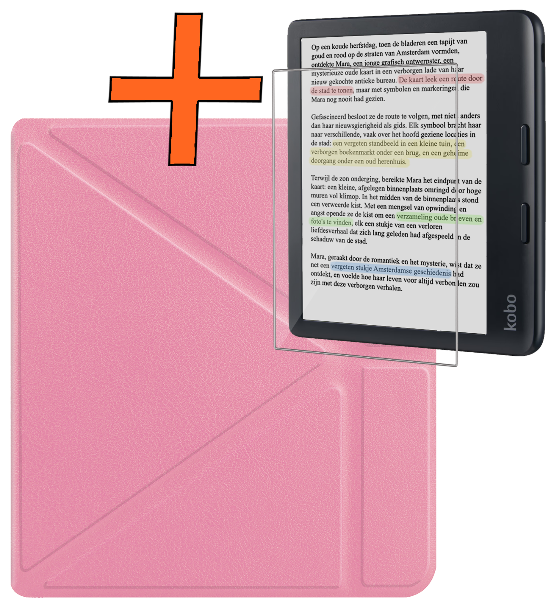 Nomfy Nomfy Kobo Libra Colour Hoesje Met Screenprotector - Roze