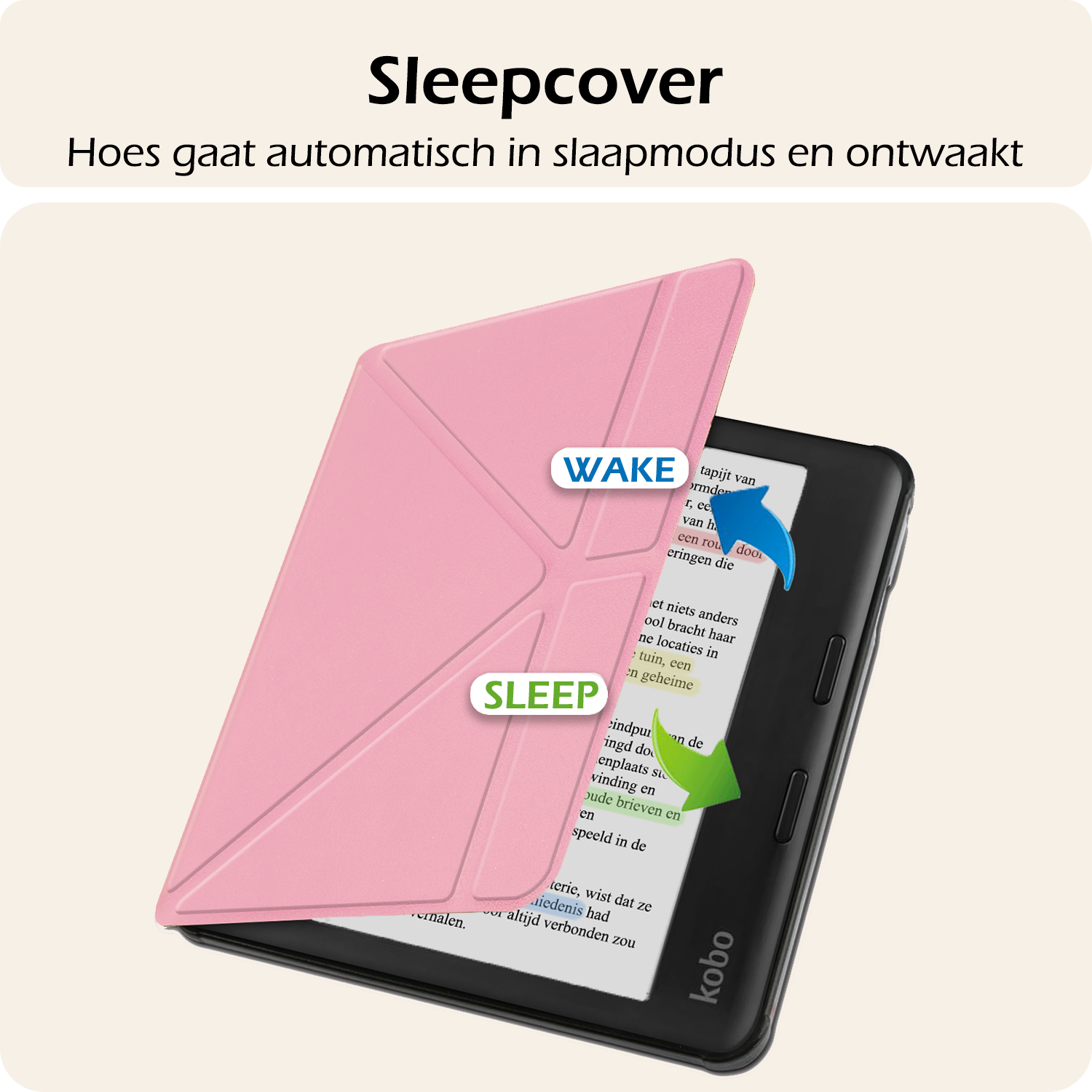 Nomfy Nomfy Kobo Libra Colour Hoesje Met Screenprotector - Roze