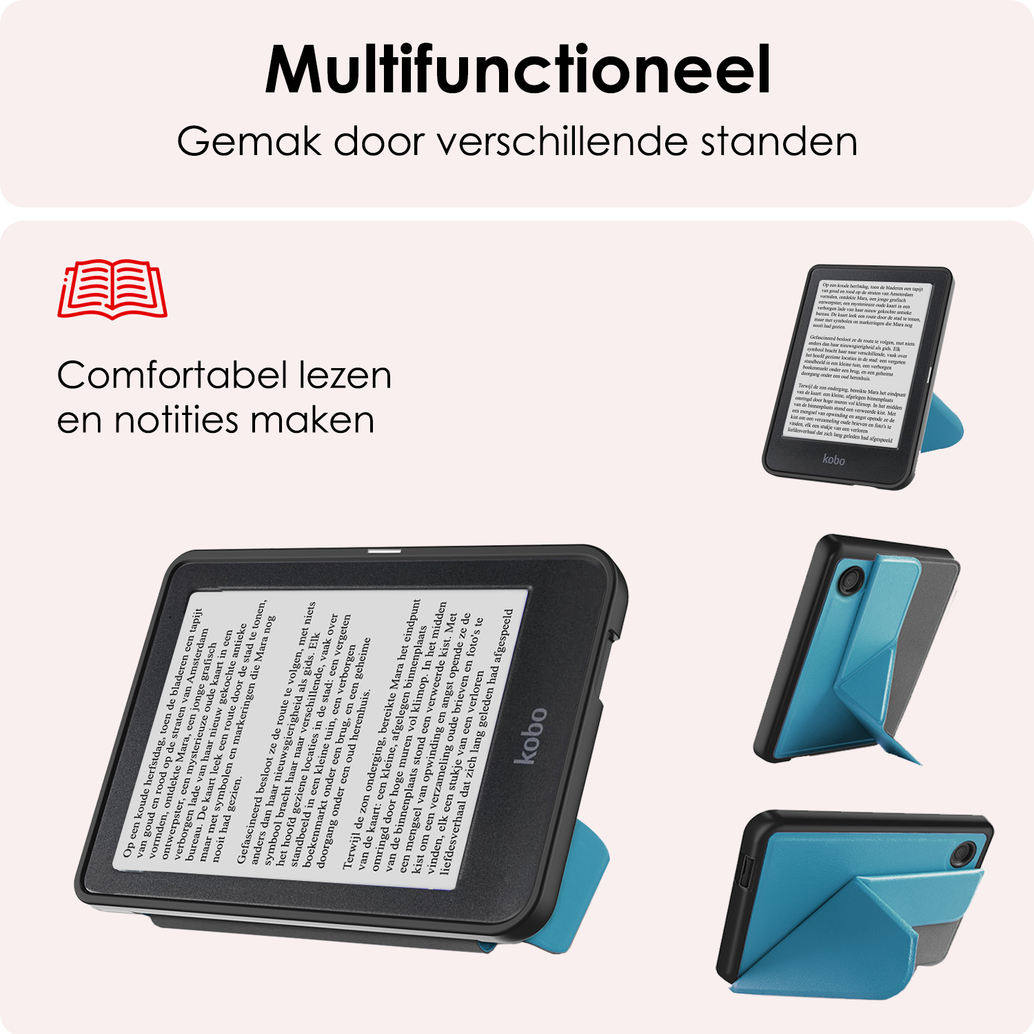 NoXx NoXx Kobo Clara Colour Hoesje Trifold Met Screenprotector - Turquoise