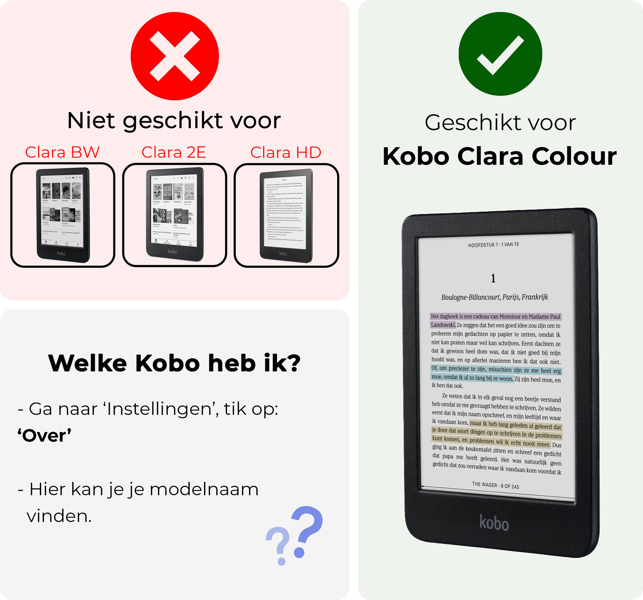 Nomfy Nomfy Kobo Clara Colour Hoesje Met Screenprotector - Roze