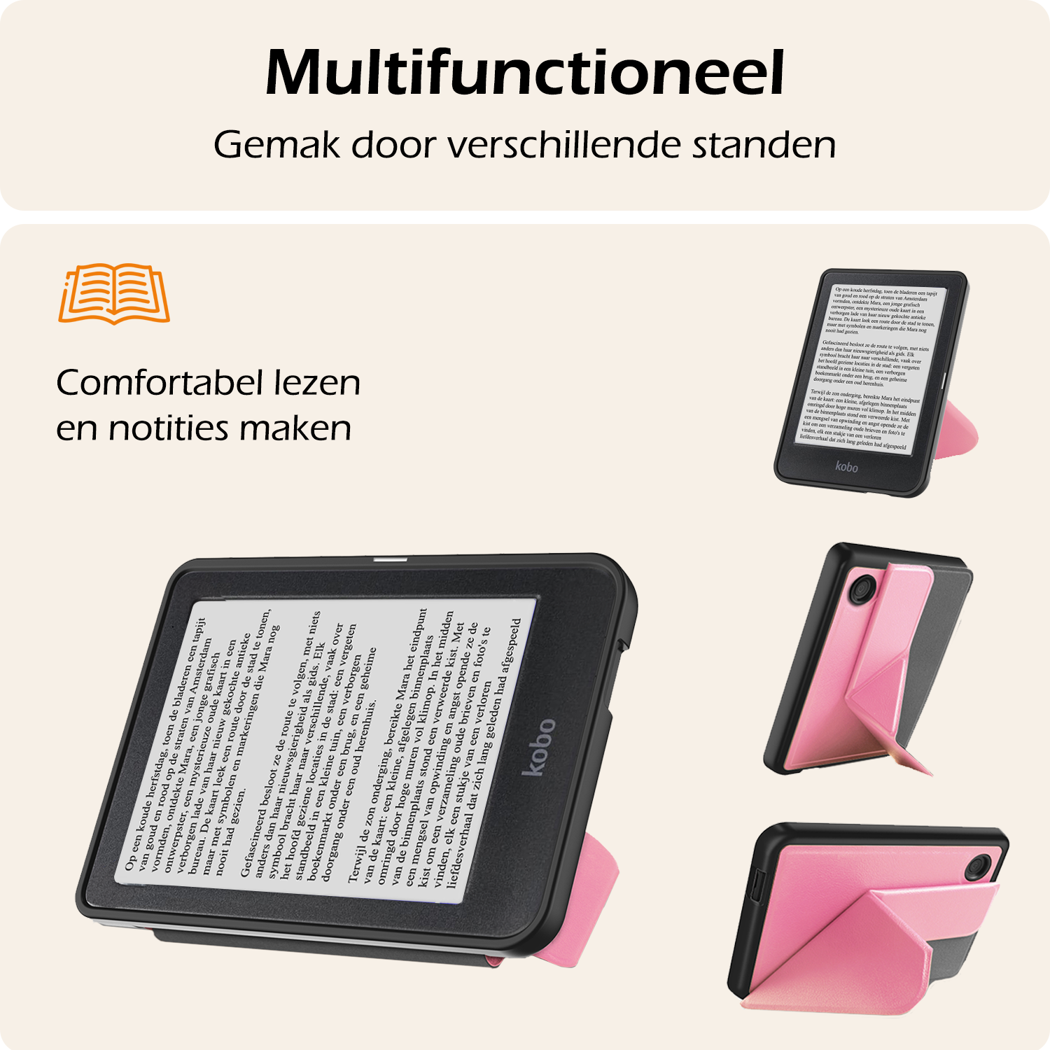 Nomfy Nomfy Kobo Clara BW Hoesje Trifold Met Screenprotector - Roze
