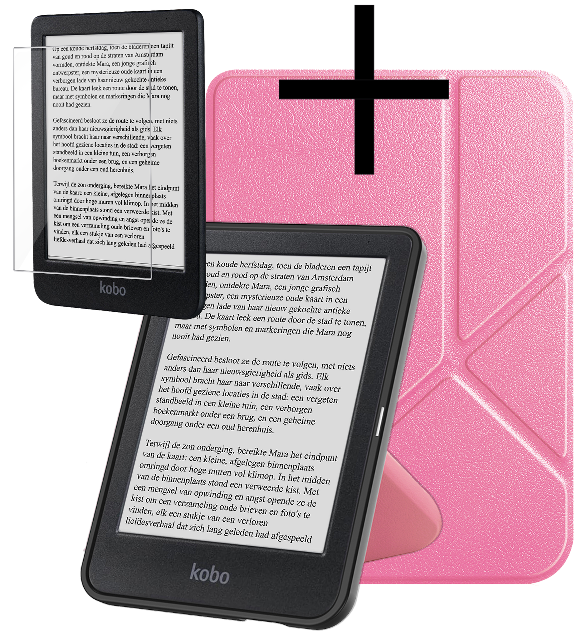NoXx NoXx Kobo Clara BW Hoesje Trifold Met Screenprotector - Roze