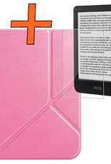 Nomfy Nomfy Kobo Clara BW Hoesje Trifold Met Screenprotector - Roze
