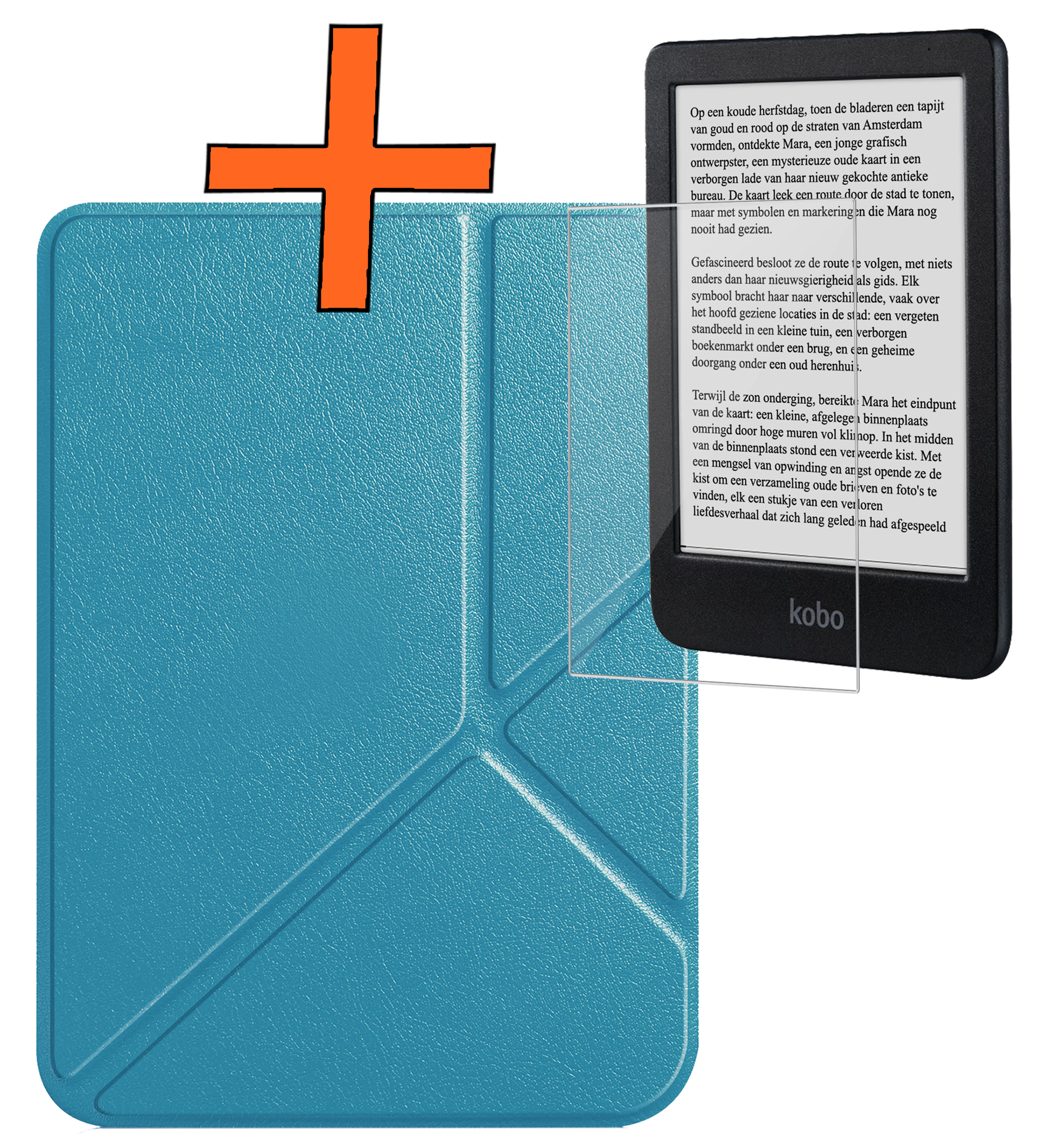 Nomfy Nomfy Kobo Clara BW Hoesje Trifold Met Screenprotector - Turquoise