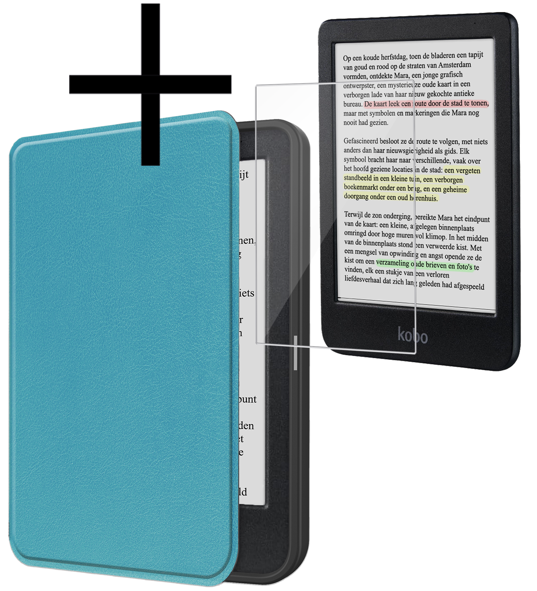 NoXx NoXx Kobo Clara Colour Hoesje Met Screenprotector - Turquoise