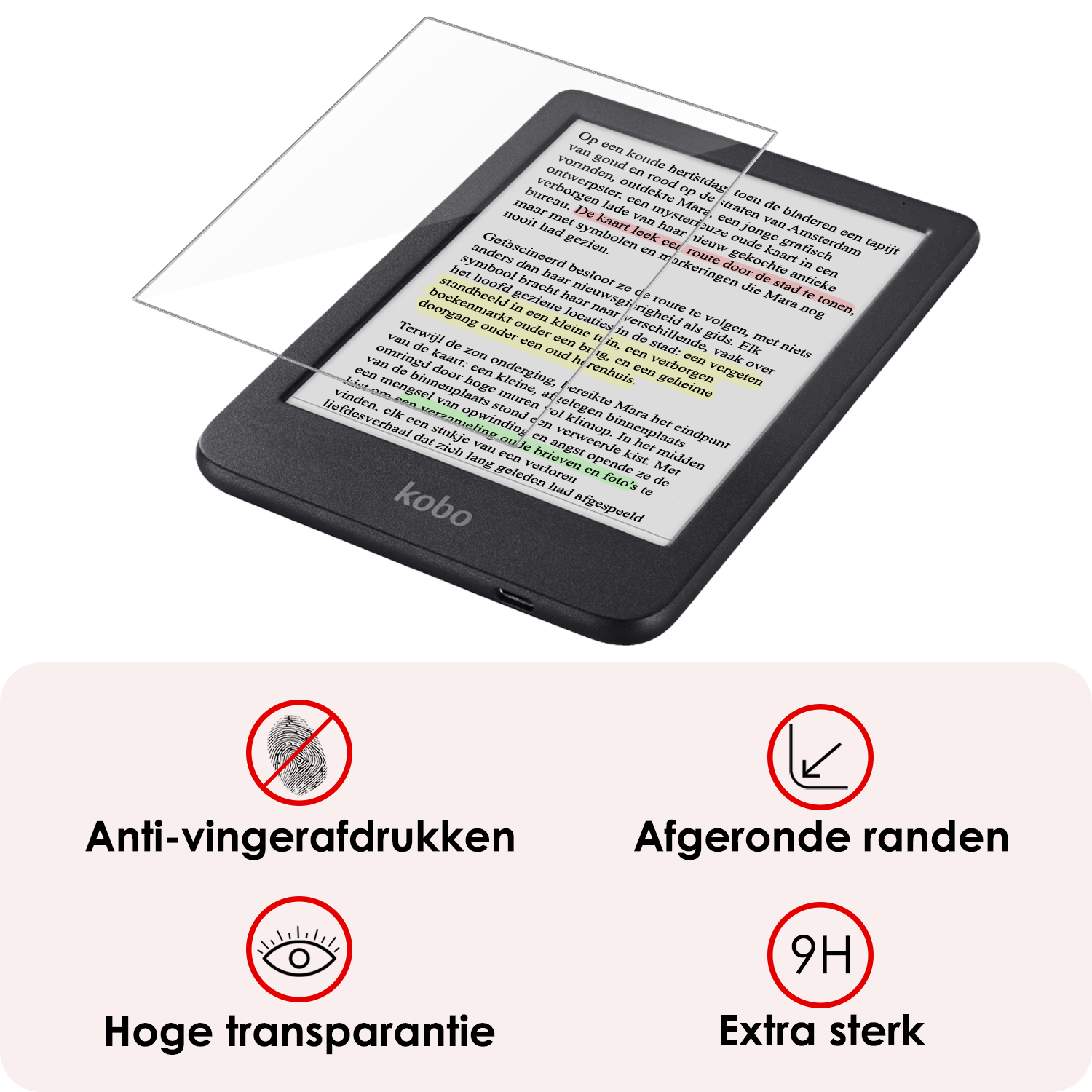 NoXx NoXx Kobo Clara Colour Hoesje Met Screenprotector - Roze